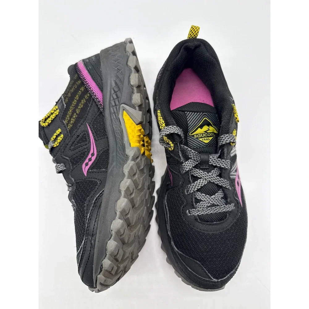 Saucony Excursion TR14 Trail Running Shoes Women 7.5 Black Pink Excellent Rugged